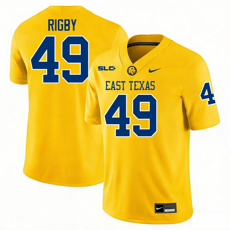 East Texas A&M Lions #49 Ozlo Rigby College Football Jerseys,Uniforms-Gold